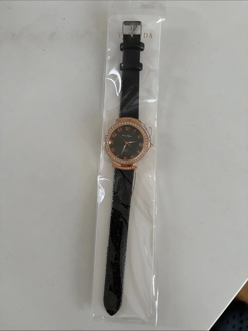 Black and Rose Gold Ladies Strap Watch by